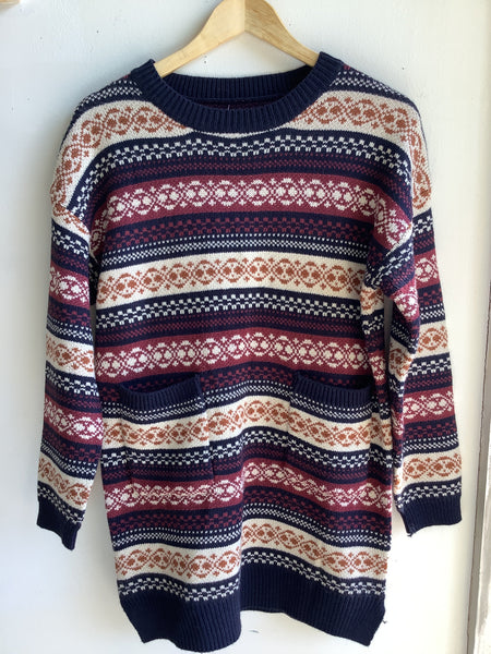 Vintage Fair Isle Knit Sweater Dress