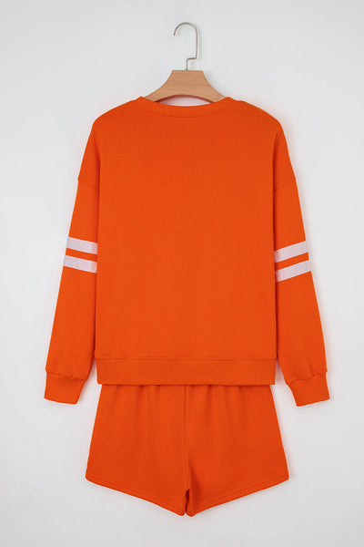 Cozy Women's Varsity Sweatshirt and Shorts Set - Trendy Athletic Outfit for Comfortable Everyday Style in Vibrant Colors