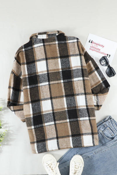 Cozy Fit Women's Plaid Button-Up Shirt Jacket Versatile Layering Essential for All Seasons and Styles