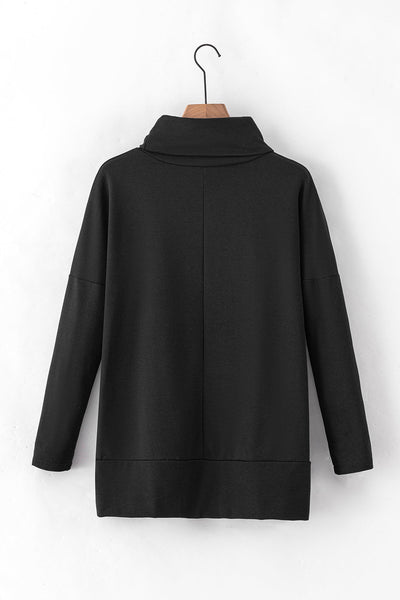 Chic Women's Black Cowl Neck Tunic Top - Effortless Style & Comfort for All Seasons, Perfect for Casual or Dressy Looks