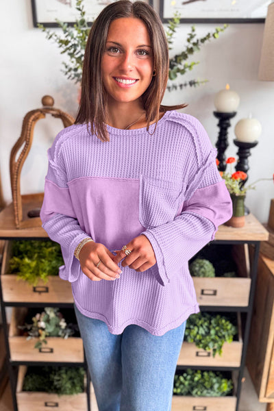 Soft Beige Women's Cozy Thermal Knit Long Sleeve Top - Casual Fit for All-Season Comfort and Effortless Style