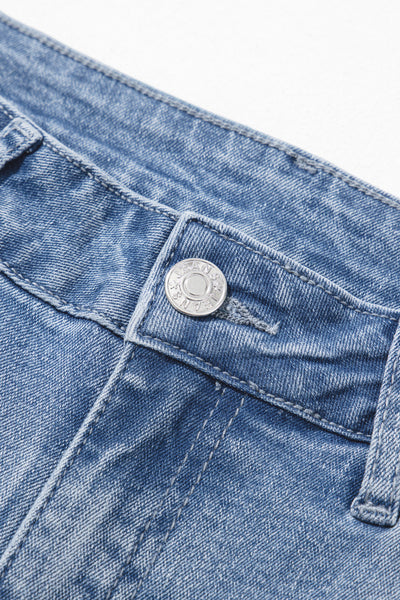 Beau Blue Women's Vintage Flared Jeans in Chic Raw Hem with Unique Stitching for Effortless Casual Style