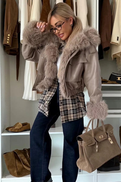 Women's Plaid Tunic Shacket in Parchment - Trendy Layering Top for Fall with Comfortable Fit and Versatile Style
