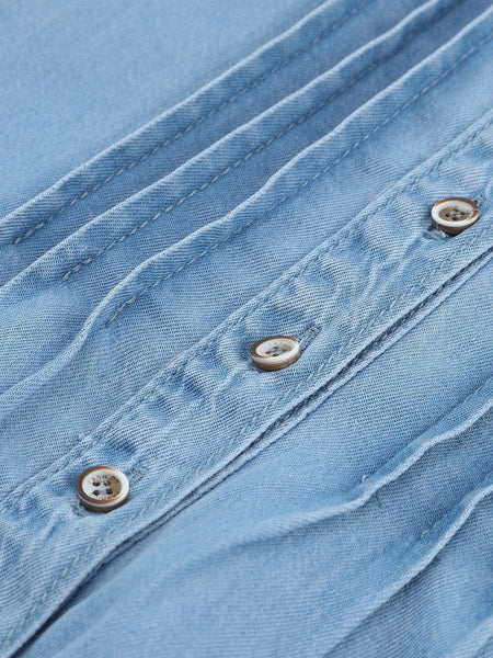 Chic Sky Blue Denim Tank with Button Details