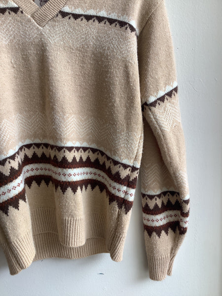 Vintage Pine State V-Neck Knit Sweater