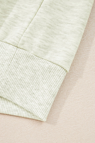 Women's Light Grey Striped Zip Collar Pullover Sweatshirt - Trendy, Comfortable Casual Layering Top for Everyday Wear