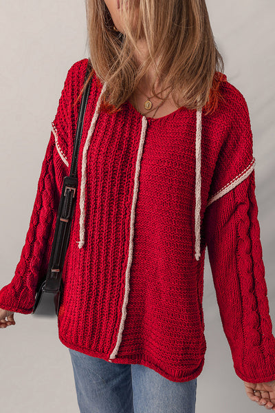 Women's Soft Knit Hooded Sweater - Cozy Casual Fit, Stylish Design for Effortless Fall and Winter Looks