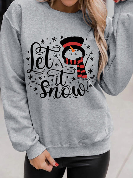 Plus Size Casual Sweatshirt, Women's Plus Cartoon Figure & Slogan Print Long Sleeve Crew Neck Slight Stretch Pullover Sweatshirt, Casual Tops For Fall & Winter, Plus Size Women's Clothing