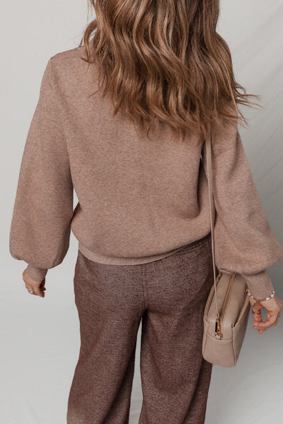 Stylish Women's Old Rose Short Cardigan with Zipper, Bubble Sleeves & Flap Pocket - Perfect for Any Occasion!