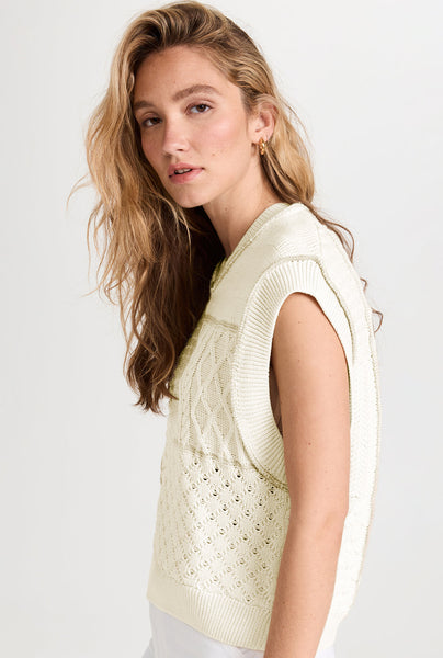Cozy Women's White Cable Knit Sweater Tank Top with Dolman Armholes Stylish Casual Wear for All Seasons