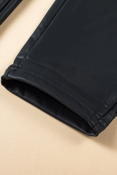 Stylish Women's Black Faux Leather Skinny Leggings for a Sleek Fit - Ideal for Casual Outings or Night Out Elegance