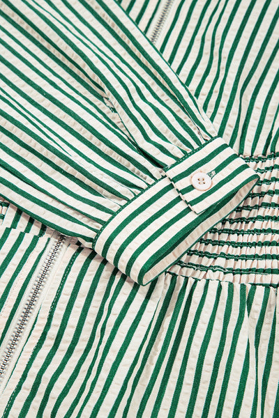 Stylish Women's Green Stripe Midi Dress - Flattering Summer Outfit with Trendy Design and Comfortable Fit