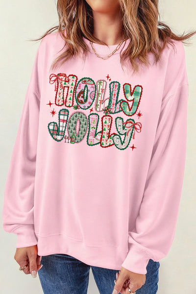 Women's Cozy Pink Holiday Sweatshirt with Cute Graphic Design - Perfect for Festive Celebrations and Winter Comfort