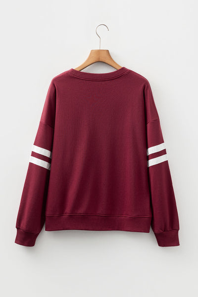 Cozy Women's Varsity Striped Sweatshirt - Trendy Casual Style for Everyday Comfort in Soft Fabric