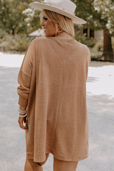 Plus Size Women's Parchment Drop Shoulder Knit Tunic Top - Chic, Comfortable Casual Wear for Effortless Style