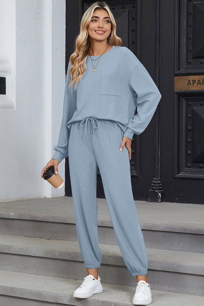 Cozy Women's Ribbed Two-Piece Pant Set - Stylish and Comfortable Outfit for Casual Days and Relaxed Gatherings