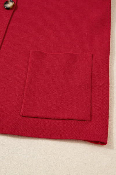 Women's Fiery Red Knit Button-Front Cardigan Jacket