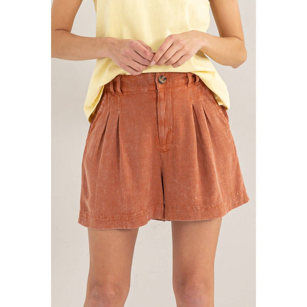 Mineral Washed Linen Shorts