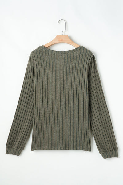 Women's Moss Green Leopard Print Knit Top with Crochet Patchwork Stylish Ribbed Texture for a Chic Fit
