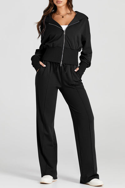 Stylish Women's Black 2-Piece Tracksuit Set Comfortable Activewear for Casual Outings and Everyday Wear