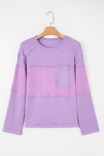 Soft Beige Women's Cozy Thermal Knit Long Sleeve Top - Casual Fit for All-Season Comfort and Effortless Style