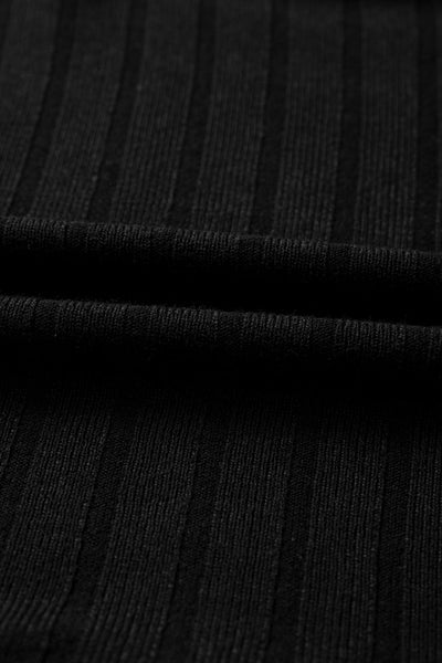 Elegant Black Ribbed Knit Mini Dress for Women Trendy Casual and Evening Style with Flattering Fit
