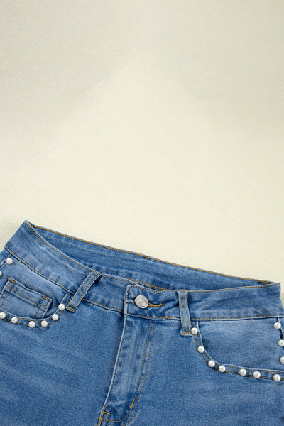 Women's Dusk Blue Pearl Boot Cut Denim Jeans in Jeans