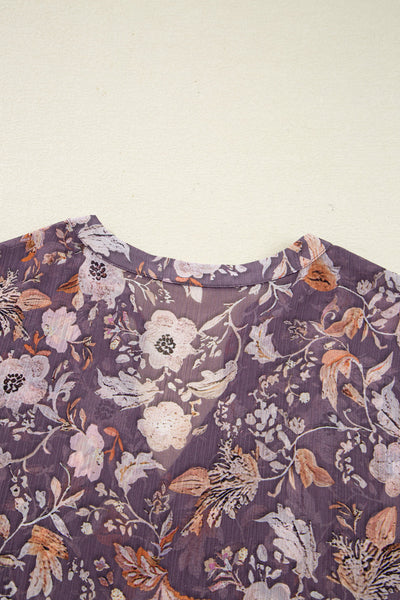 Pastel Floral Print Babydoll Blouse for Women - Short Sleeve, Lightweight Summer Top with Relaxed Fit and Breezy Style