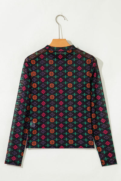 Vibrant Women's Western Print Top - Stylish Relaxed Fit for Casual Everyday Outings and Trendy Looks