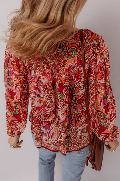 Chic Women's Lightweight Paisley Print Blouse - Elegant Top for Casual and Office Style, Perfect Fit for Everyday Wear