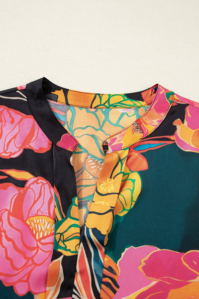 Women's Lightweight Floral Print Blouse - Casual Short Sleeve Top for Spring & Summer Style