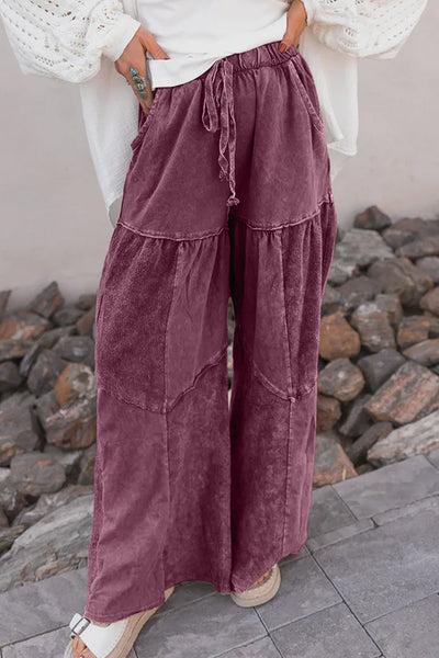 Wild Ginger Mineral Wash Wide Leg Tiered Boho Pants with practical styling and dependable silhouette control.