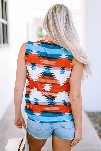 Retro Geometric Print Loose Tank Top