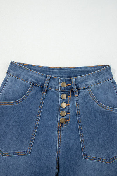 Chic Women's High Waist Blue Jeans - Flattering Fit for Everyday Comfort & Trendy Casual Looks