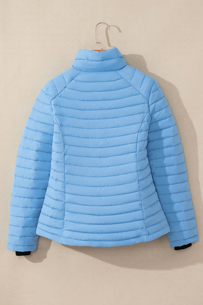 Stylish Women's Solid Quilted Puffer Jacket - Warm Zip-Up Outerwear in Classic Colors for Cold Weather Adventures