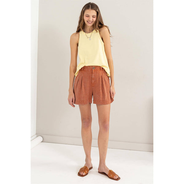 Mineral Washed Linen Shorts