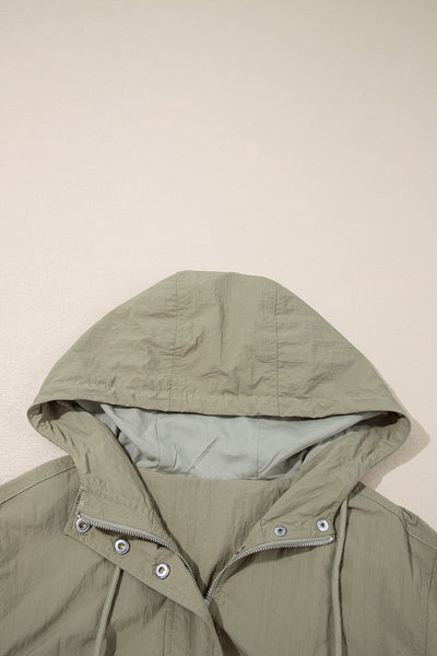 Olive Green Women's Hooded Utility Jacket - Casual Comfort with Functional Pockets for Effortless Everyday Style