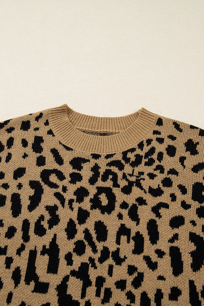 Women's Ribbed Leopard Print Sweater with Drop Shoulders made for easy styling and wardrobe coordination, with premium-like structure and finish.