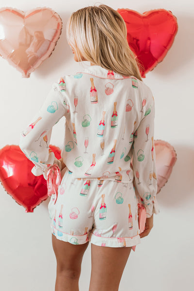 Women's Champagne and Ring Print 100% Viscose Pajama Set with practical styling and dependable silhouette control.