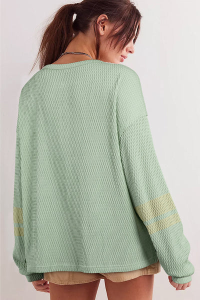 Cozy Women's Long Sleeve Textured Knit Pullover in Soft Grey - Relaxed Fit for Trendy, Everyday Style
