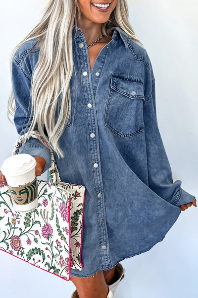 Chic Women's Blue Denim Shift Dress with Pockets - Casual Summer Style for Effortless Everyday Elegance