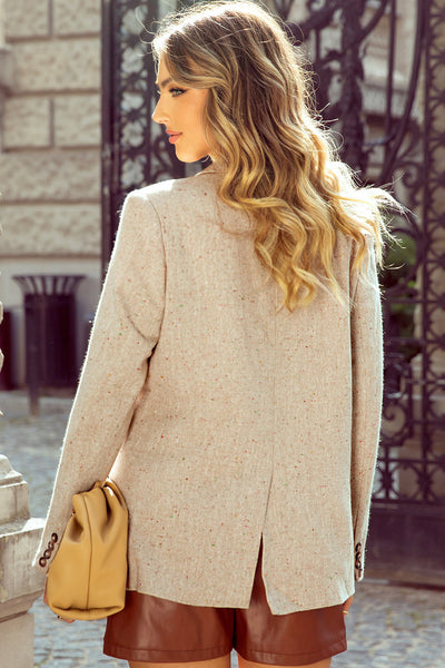 Women's Chic Oatmeal Blazer for Women - Tailored Fit Jacket Perfect for Office and Casual Outings, Effortlessly Elegant Style made for easy styling