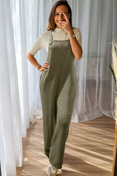 Women's Casual Knit Overall Jumpsuit - Soft, Comfortable Fit for Everyday Style and Trendy Outings in Chic Colors