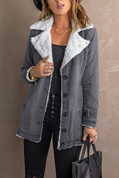 Warm and Stylish Plush Horn Button Hooded Coat with Pockets