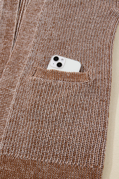 Straw Yellow Marled Open Knit Cardigan with Pockets with practical styling and dependable silhouette control.