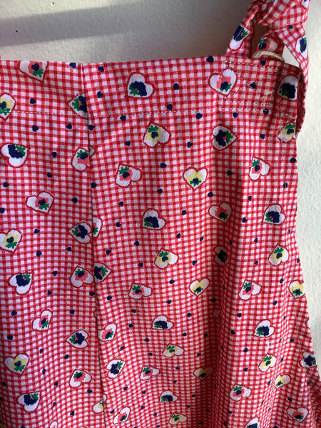 Butterflies in Ballgowns floral heart red & white Gingham Short Overalls