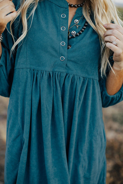 Stylish Long Sleeve Button-Up Mini Dress