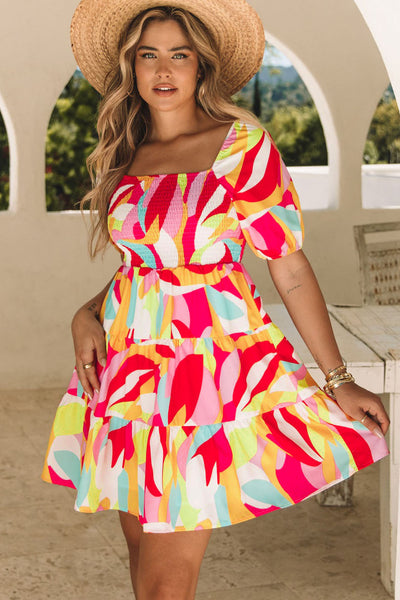 Comfortable Floral Print And Pockets Loose Fit Sleeveless Mini Dress - A-Line - Jewel