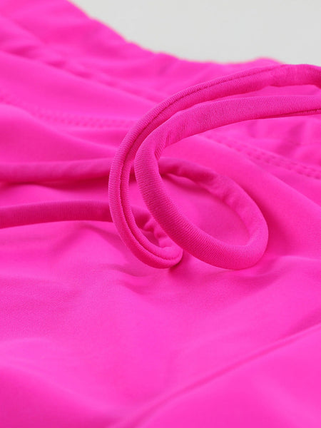 Women's Sunrise Neon Pink Swim Boardshorts with Drawstring