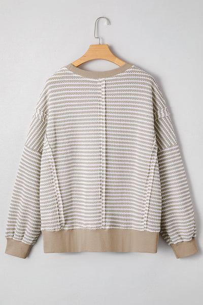 Stylish Women's Long Sleeve Striped Top - Casual Fit, Lightweight Fabric for Effortless Everyday Style